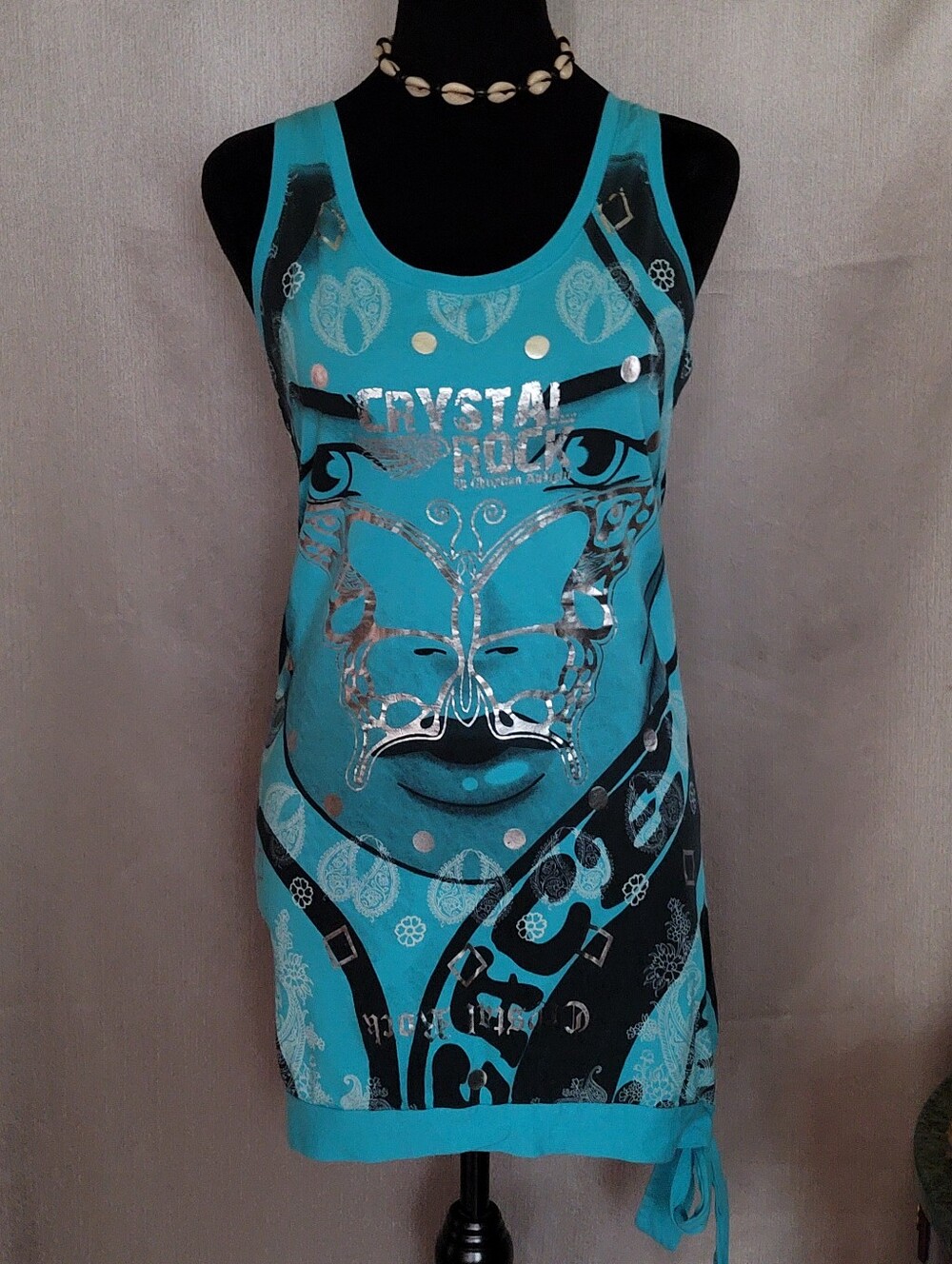 Turquoise Graphic Tank Top